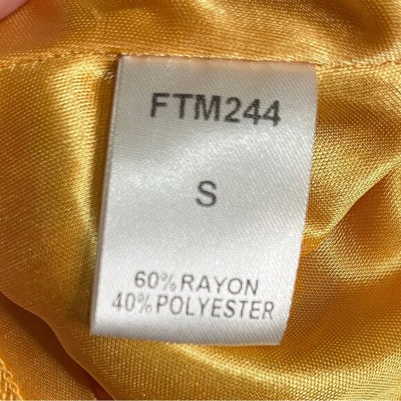 THML Mustard Halter Mini A-Line Dress with Embroidered Detail Size Small - Picture 10 of 11